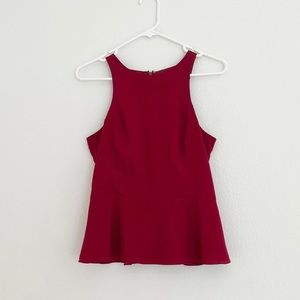 Express Red Flare Bottom Sleeveless Blouse